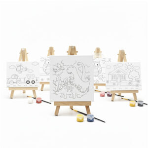 بوم نقاشی همراه با پایه و ابرنگ ۲۰*۲۰ Canvas with base and paint